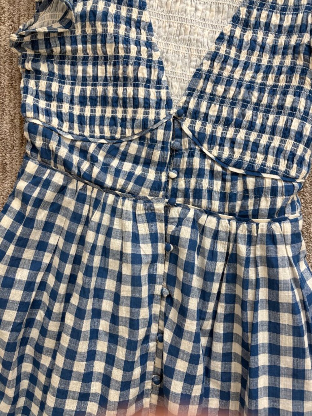 Anthropologie Gingham Smocked Midi Dress like new - Picture 5 of 12